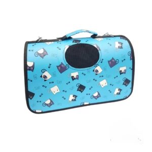Bolso Transportador celeste con diseño gatos divertidos Talla M